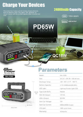 PD 65W Entrada 4000A de alta potencia cargador recargable para todas las emergencias del coche