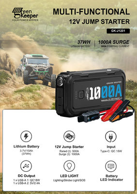 12V 24V 1000A 4000A arrancador de salto con PD 65W DC compressor de aire de salida Total de salida 12W