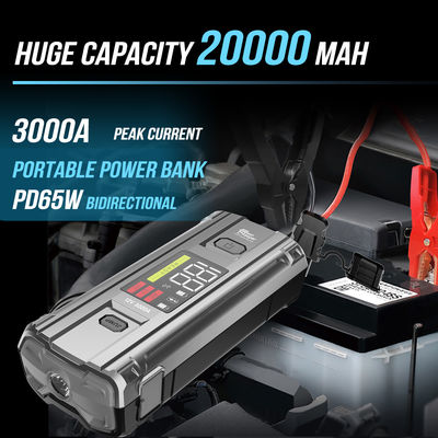 Multifunción 4 en 1 emergencia PD 65W 3000A Pico de corriente de la batería Booster Power Bank Jump Starter