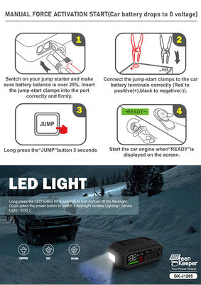 Luz LED de alta capacidad 12v/24v Jump Starter Car Booster para batería de trabajo pesado 4000a