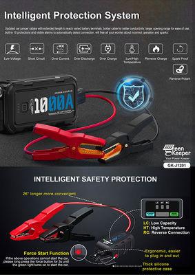 Fuente de alimentación de arranque de emergencia del coche 10000ma 1000a 12v Banco de energía portátil Jump Starter