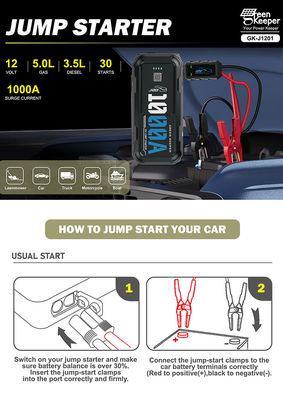 Fuente de alimentación de arranque de emergencia del coche 10000ma 1000a 12v Banco de energía portátil Jump Starter