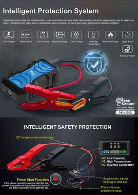 J1202 Fuente de alimentación de emergencia para vehículos de conducción Booster 12v Car Jump Starter con luz de trabajo led