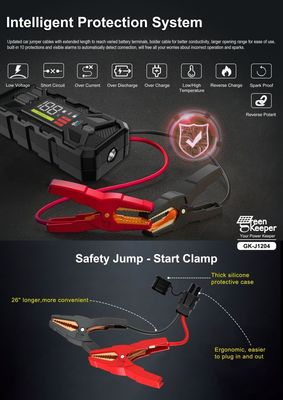 Salida 12V 1500A UltraSafe Jump Starter de alta capacidad con función de arranque del motor de luz LED