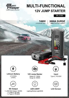 Batería de automóvil Jump Starter UltraSafe Super Capacitor 3000A Banco de energía para vehículos Camión
