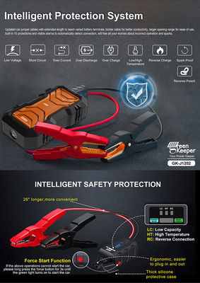 QC 18W Entrada GreenKeeper UltraSafe Supercondensador 2000A Batería arrancador de salto con luz LED