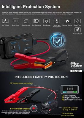 Batería de emergencia de automóvil de 18W de salida total UltraSafe Booster Pack 12V 24V 1000A Jump Starter