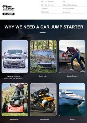 UltraSafe 12V Jump Starter con luz LED y compresor de aire 3000A refuerzo de la batería del coche
