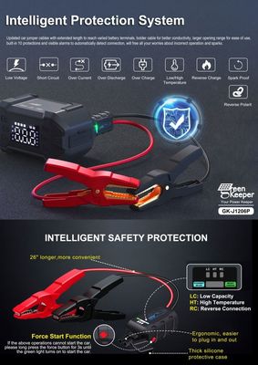 3000A Peak Mini Car Jump Starter portátil con capacidad de 20000mAh y linterna LED